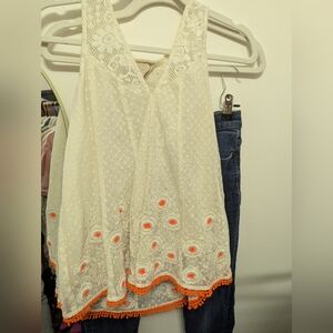 Vanessa Virginia  Lace Women's Top in Cream and Orange